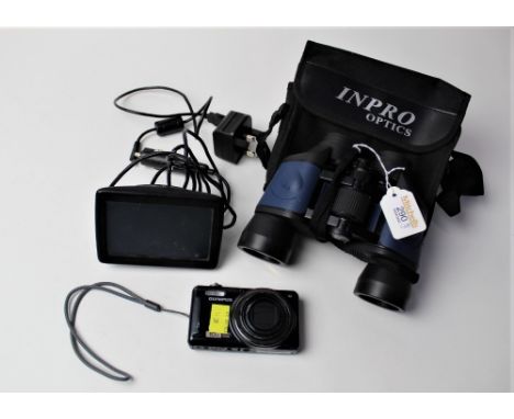 Pair of Impro 8 x 40 binoculars with case, TomTom satnav and Olympus digital camera 