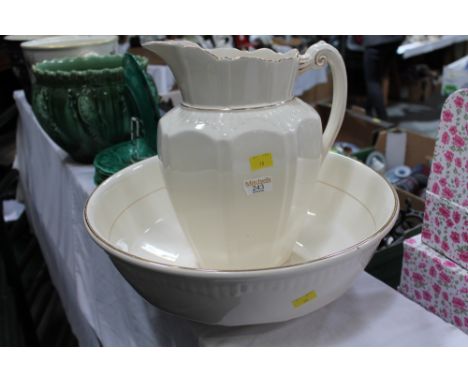 White ceramic bowl and jug 