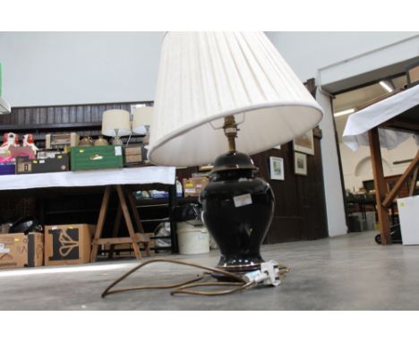 Wade black ceramic lamp base with cream shade