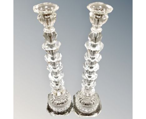 A pair of crystal lamp bases (height 52cm)