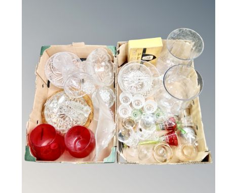 Two boxes of vintage and later glass ware 