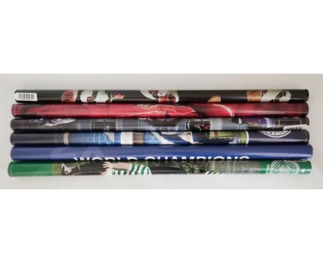 Sealed Football and racing car posters. 2x Liverpool, Rangers, Celtic, World champions, and racing car posters.              