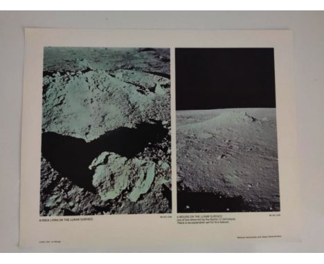 Vintage NASA lithograph of a rock on the lunar surface and a mound on the lunar surface. Along with two Nasa posters 'Kepler-