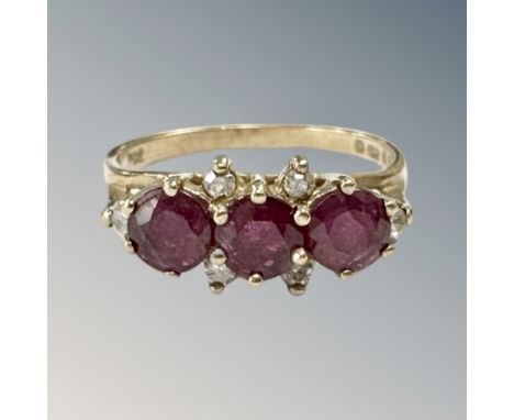 A 9ct gold ruby and diamond set ring, size N CONDITION REPORT: 2.5g 