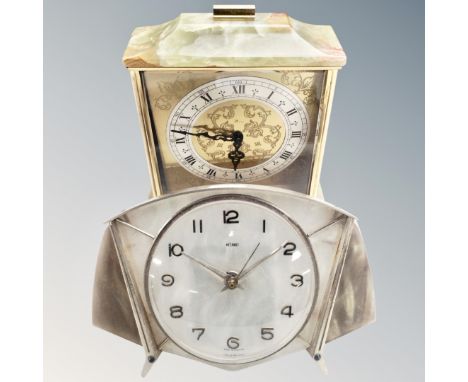 A mid-20th century Metamec mantel clock together with a further onyx clock.