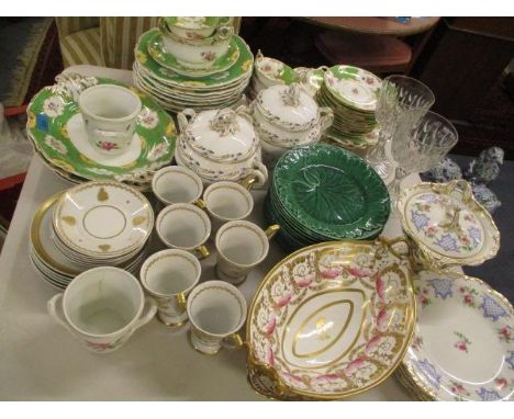 An early 20th century Coalport part dinner service, French coffee cups and saucers, a Victorian part dinner service and other