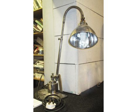 EARLY 20th CENTURY ENGLISH MACHINIST WORK LAMP, wall mounting and fully articulating, 70cm H.