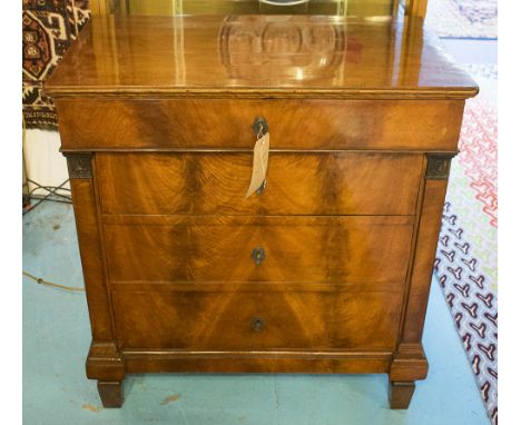 HALL COMMODE, early 19th century Biedermeier walnut with four long drawers, 89cm x 50cm x 89cm H.