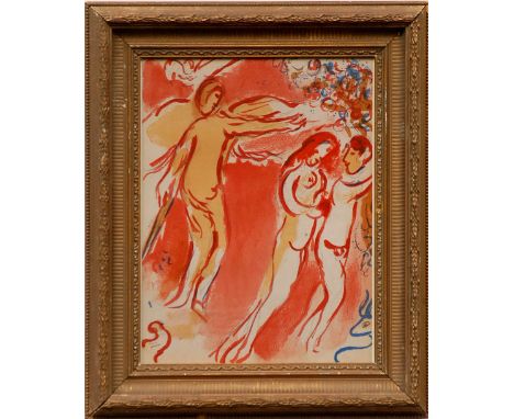 MARC CHAGALL 'Adam and Eve are banished from Paradise', original lithograph, 1960, printed by Mourlot Freres, Ref Cramer 42, 