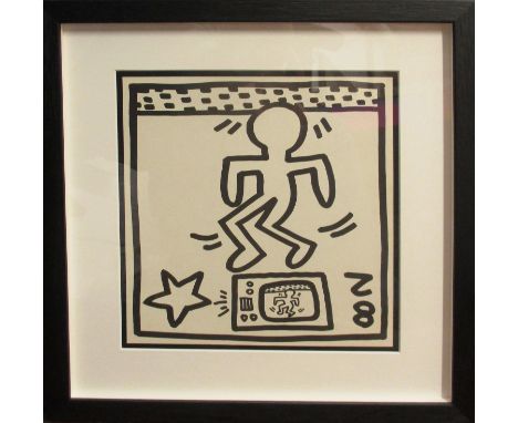 KEITH HARING 'Untitled' 1982, black and white, limited edition print of 2000, published by Tony Shafrazi Gallery, New York, f