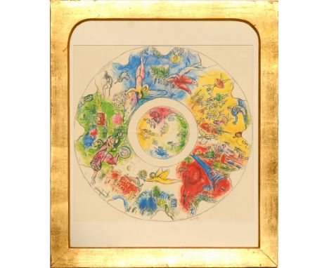 MARC CHAGALL 'Ceiling of Paris Opera', offset lithograph, 1965, 47cm x 47cm, framed and glazed.