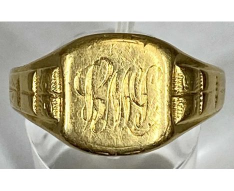 18CT GOLD SIGNET RING, monogrammed, size W, 5.9gmsProvenance: private collection Gwynedd