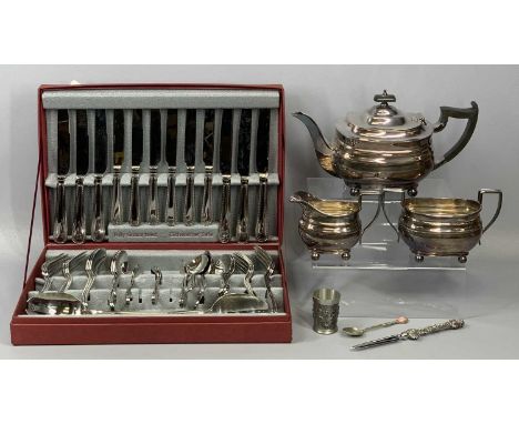 THE GOURMET CUTLERY COLLECTION, cased, and a three piece EPNS tea service, a letter opener, ETCProvenance: private collection