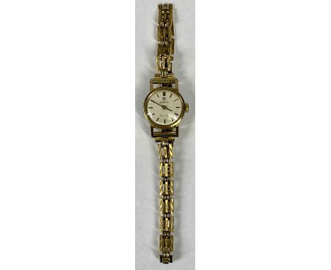 OMEGA GENEVE GOLD PLATED LADY'S WRISTWATCH, circular silver dial with baton hour markers, manual wind, 16mms (diam.) excludin