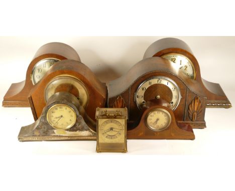 A collection of early 20th century and later mantel clocks, carriage clocks and alarm clocks, having manual wind and quartz m