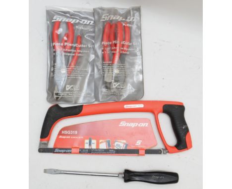 Snap On, Hacksaw HSG319, two sets of pliers and a screw driver