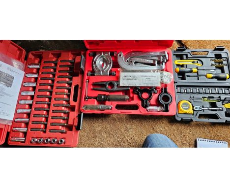 Sealey hydraulic puller set PS982, Sealey shock absorber set and a Stanley home tool kit