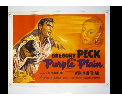 The Purple Plain (1954) Quad Poster, UK Quad poster for the WWII film starring Gregory Peck with Eric Pulford art - rolled wi