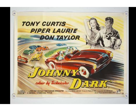 Johnny Dark (1954) Quad Poster, UK Quad poster for this Fifties film starring Tony Curtis and Piper Laurie - rolled with ligh