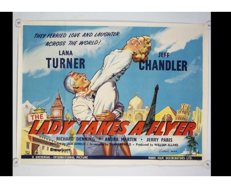 The Lady Takes A Flyer (1958) Quad Poster, UK Quad poster for this Romantic Drama starring Lana Turner - rolled with light fo