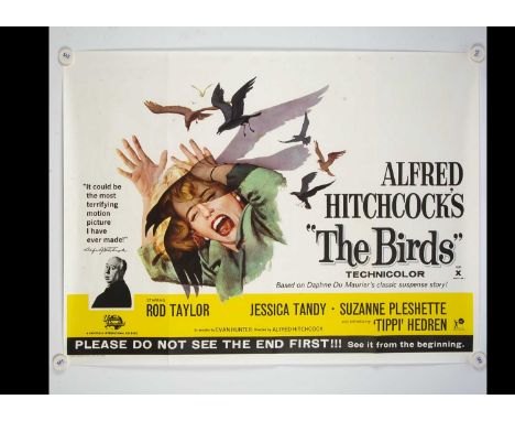 The Birds (1963) Quad Poster, UK Quad poster for this Hitchcock Classic starring Tippi Hedren and Rod Taylor et al with artwo