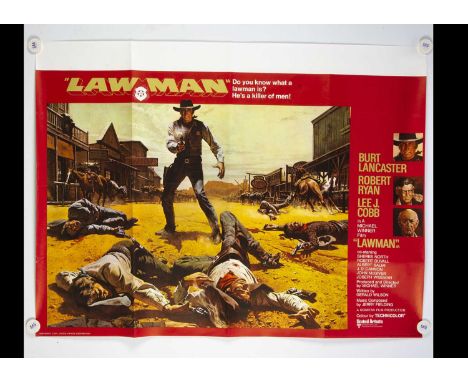 The Lawman (1971) Quad Poster, UK Quad poster for this Western starring Burt Lancaster and Robert Duvall - rolled with light 