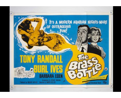 Brass Bottle (1964) Quad Poster, UK Quad poster for the US comedy starring Tony Randall and Burl Ives - rolled with light fol