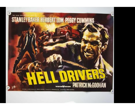 Hell Drivers (1957) Quad Poster, UK Quad poster for this frantic Thriller featuring a young Sean Connery - great artwork by A