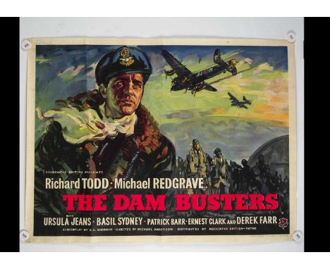 The Dam Busters (1955) Quad Poster, One of the rarest UK Film Posters, this is the UK Quad for the Iconic WWII Film starring 