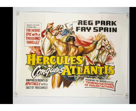 Hercules Conquers Atlantis (1961) Quad Poster, UK Quad poster for this Fantasy Epic with Vittorio artwork - rolled with light