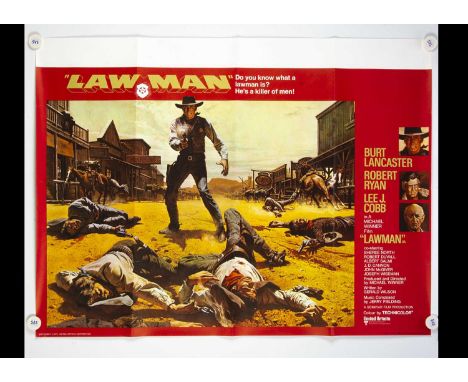The Lawman (1971) Quad Poster, UK Quad poster for this Western starring Burt Lancaster and Robert Duvall - rolled with light 