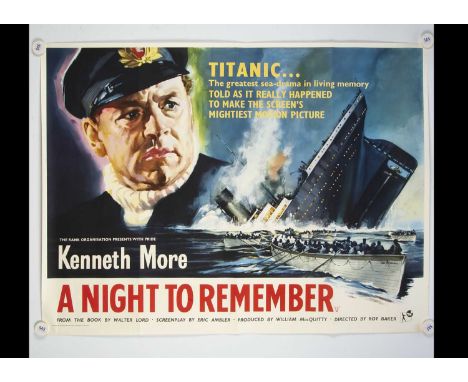 A Night To Remember (1964) Quad Poster, style 'A' UK Quad poster for this classic Titanic movies starring Kenneth More - roll