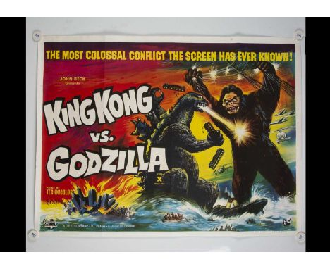 King Kong Vs Godzilla (1962) Quad Poster, scarce UK Quad for this Classic of its genre - 'The Most Colossal Conflict The Scre