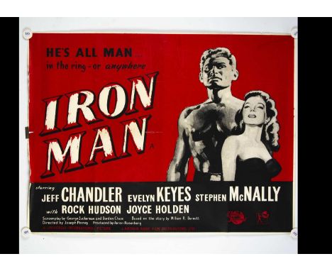 Iron Man (1952) Quad Poster, UK Quad poster for this fifties drama starring Jeff Chandler and Rock Hudson - rolled with light