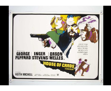 House Of Cards (1968) Quad Poster, UK Quad poster for the Thriller Starring Orson Welles, Inger Stevens and George Peppard - 