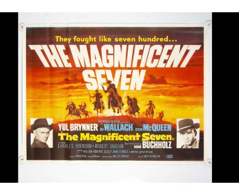 The Magnificent Seven (1960) Quad Poster, UK Quad poster for this Classic Western starring Yul Brynner, Steve McQueen and Eli