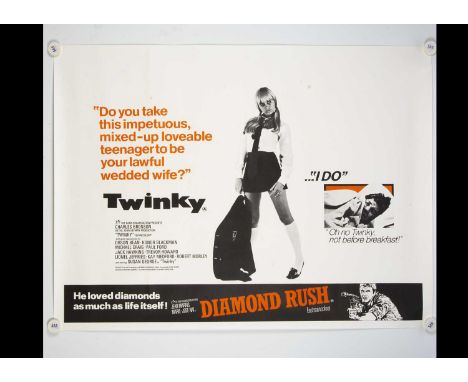 Twinky (1969) Quad Poster, UK Quad poster for this drama starring Susan George - with banner for' Diamond Rush' - rolled with