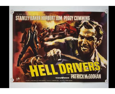 Hell Drivers (1957) Quad Poster, UK Quad poster for this frantic Thriller featuring a young Sean Connery - great artwork by A