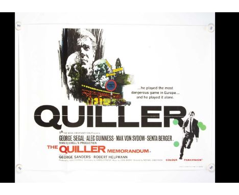 The Quiller Memorandum (1966) Quad Poster, UK Quad poster for the Spy Thriller starring Alec Guinness with Brian Bysouth art 