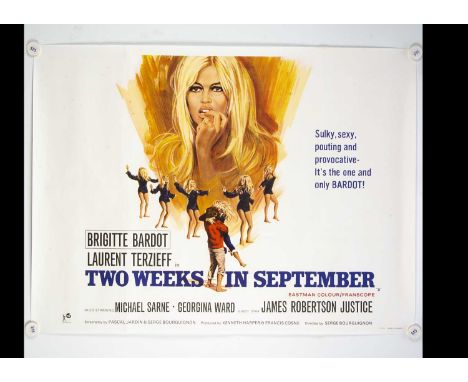 Two Weeks In September (1967) Quad Poster, UK Quad poster for this film starring Brigitte Bardot - rolled with light fold mar