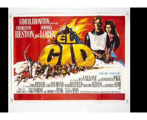 El Cid (1961) Quad Poster, UK Quad poster for this Historical Epic starring Charlton Heston and Sophia Loren - rolled with li