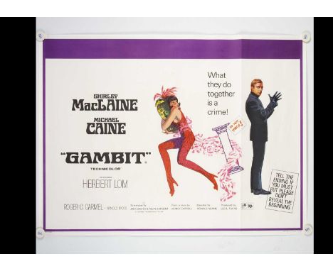 Gambit (1968) Quad Poster, UK Quad poster for this British Comedy starring Michael Caine and Shirley MacLaine - rolled with l