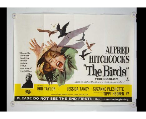 The Birds (1963) Quad Poster, UK Quad poster for this Hitchcock Classic starring Tippi Hedren and Rod Taylor et al with artwo