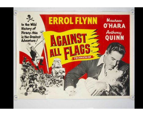Against All Flags (1952) Quad Poster, UK Quad poster for this Errol Flynn Swashbuckler - rolled with light fold marks and in 