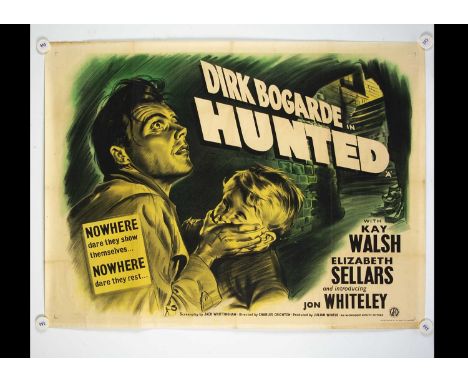 Hunted (1952) Quad Poster, UK Quad poster for this Fifties thriller starring Dirk Bogarde - striking artwork - rolled with li