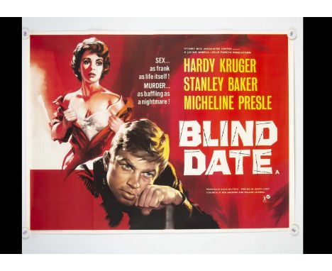 Blind Date (1959) Quad Poster, UK Quad poster for the thriller starring Hardy Kruger and Stanley Baker - rolled with light fo