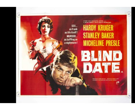 Blind Date (1959) Quad Poster, UK Quad poster for the thriller starring Hardy Kruger and Stanley Baker - rolled with light fo