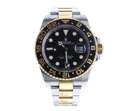 Rolex Oyster Perpetual Date GMT-Master II gold and stainless steel gentleman's bracelet watch, ref. 16713LN, circa 2014, seri