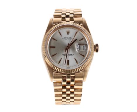 Rolex Oyster Perpetual Datejust 18ct gentleman's bracelet watch, ref. 1601, circa 1978, serial no. 581xxx, silvered dial, jub