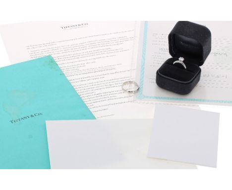 Tiffany &amp; Co platinum diamond solitaire diamond ring, 0.94ct, clarity VVS2, colour F, 5.5gm, ring size H, with certificat